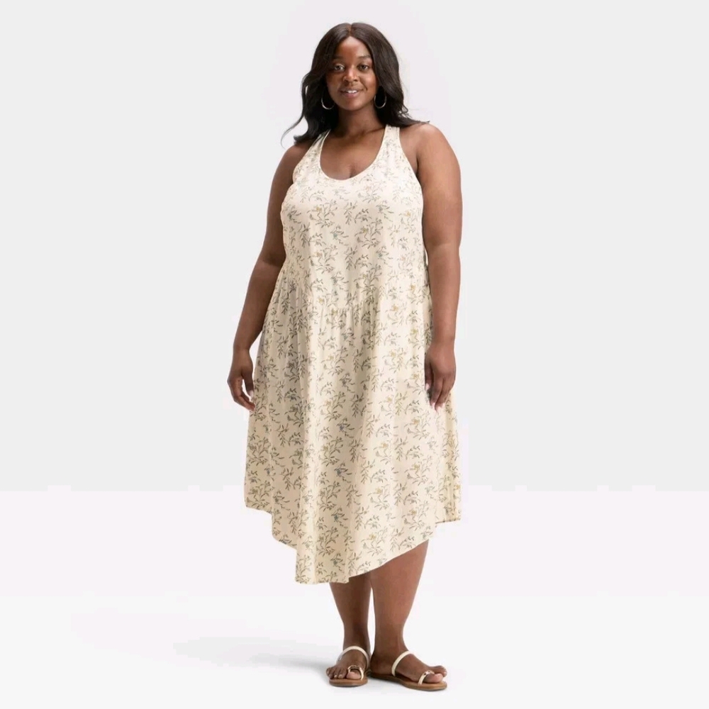 NWT White Floral Drop Waist A-line Midi Dress Size 3X - Picture 3 of 4